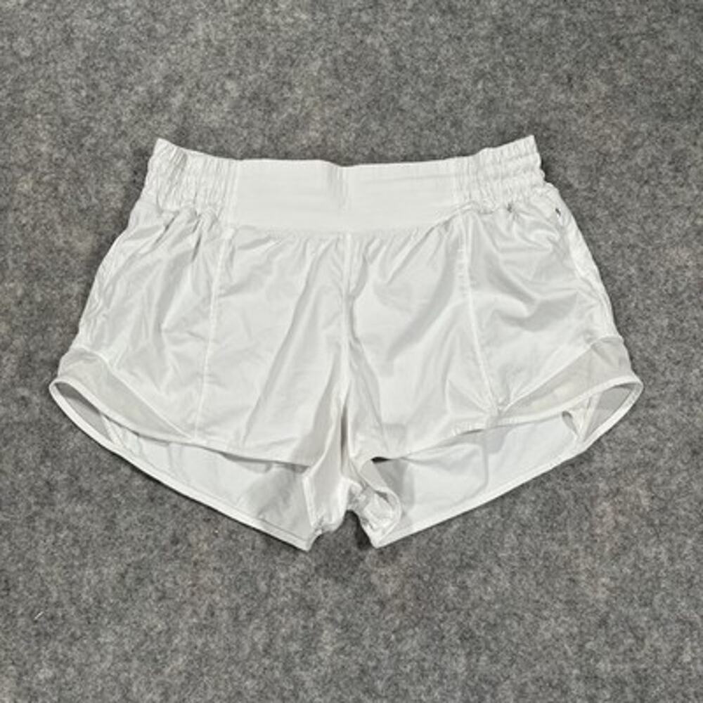 Lululemon Shorts Womens 10 White Lined Running Athletic Gym Drawstring Hotty Hot